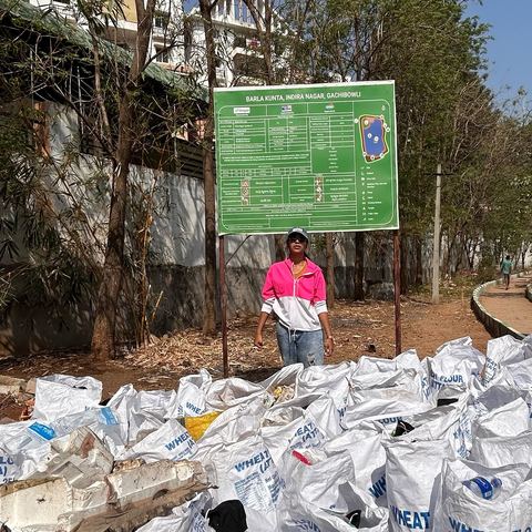 A huge pile of filled sacks at Barla Kunta Lake