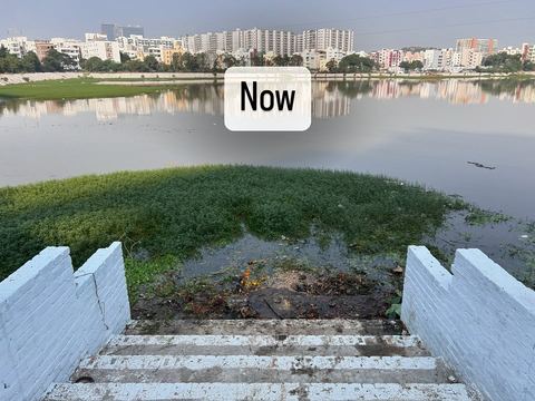 After: the same inlet cleared, with open water behind